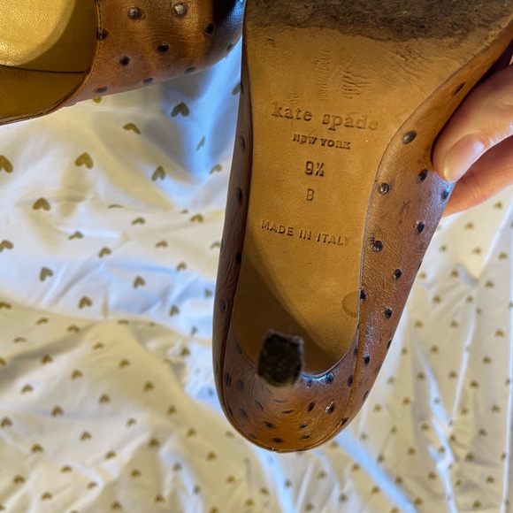 Kate Spade Brown Polka Dot Ostrich Heels - Picture 6 of 7